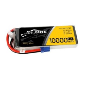 Batteria Gens Ace TATTU LiPo, tensione 11,1 V, capacità 10000 mAh, velocità di scarica 15 C, formato 4S1P, connettore EC5