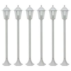 Set di 6 lampade chiare per illuminazione da giardino, vidaXL, Alluminio, 110 cm, E27, IP44, Bianco
