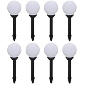 Set di 8 lampade per passerella, globo LED, vidaXL, Polimetilmetacrilato, 15 cm, E27, IP44, Bianco