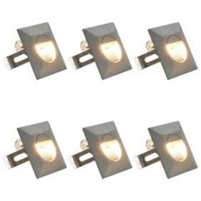 Set di 6 lampade LED da esterno, vidaXL, alluminio, 72 x 72 x 45 mm, IP44, argento