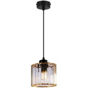 Lampada a sospensione moderna, Light Home, Metallo/Vetro, 86 cm, E27, Nero/Trasparente
