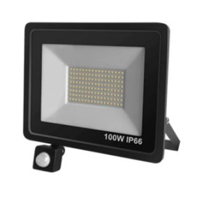 Proiettori LED da esterno con sensore di movimento, Impermeabili, Orientabili, 5500-7000 K, 100W, Nero