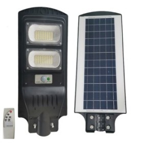 Lampade solari 60w, con sensori di movimento, pannello solare integrato, supporto e telecomando, Regal trade