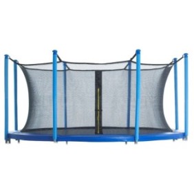 Rete di sicurezza per trampolino con diametro di 305 cm, con cerniere su entrambi i lati e larga, con 8 pali, nera