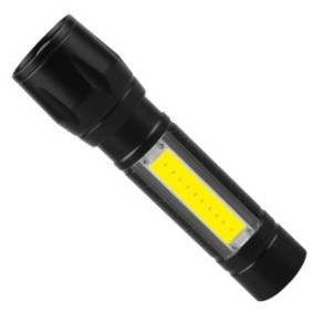 Torcia LED, 3 livelli di illuminazione, LED laterali, Ricarica USB, Funzione Zoom IN/Zoom OUT, Segnale SOS, YULMI