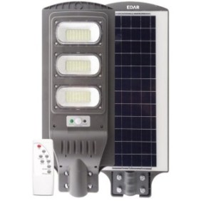 Lampada per illuminazione stradale EDAR® con pannello solare, con telecomando, sensori di movimento, 3 modalità di illuminazione, Grigio