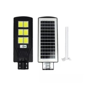 Lampioni solari Solisium®, 500 W ad alta potenza, 450 LED COB, materiali ABS, 3 modalità di illuminazione, sensori di luce e sensori di movimento, telecomando, braccio di supporto in acciaio da 50 cm incluso