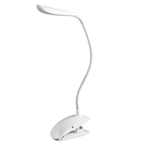 Lampada da scrivania per lettura, flessibile, con pinza, 14 LED, ricarica USB, bianca