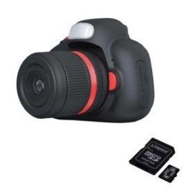 Fotocamera digitale per bambini, THD Pixel D6, aspetto DSLR, risoluzione 18 megapixel, scheda microSD 32 GB, nera