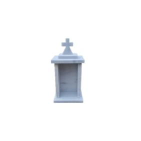 Lanterna in marmo, bianco/grigio, 18x14x38 cm