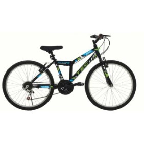 Bicicletta MTB Tec Strong, colore nero/verde, telaio 24", acciaio