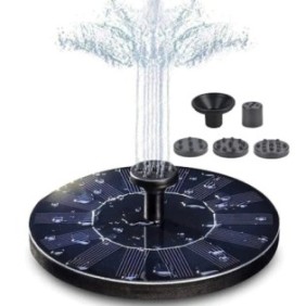 Fontana artesiana da giardino, a ricarica solare, decorazione galleggiante, con pannello solare integrato, automatica, nera