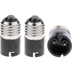 Set 3 adattatori-convertitori per lampadine da E27 a B22, plastica/metallo, nero/argento