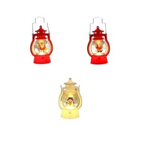 Set di 3 lanterne natalizie LED Haimanba, rosso/bianco, 12,6 x 5,8 cm