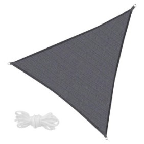 Cappottina parasole Springos, triangolare, con corde per il montaggio, anelli in metallo, grigio scuro, 4x4x4 m