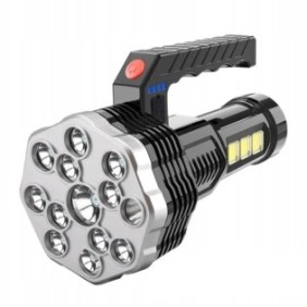 Torcia multifunzione 13 LED più 3 LED COB 913 DIGIMAT®, ricaricabile via USB, indicatore livello batteria, 17 x 8,1 cm, Nero