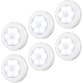Set di 6 luci con sensori di movimento, PVC, LED, bianco