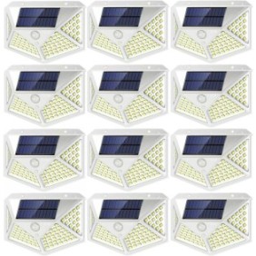 Set 12 luci solari da giardino FiGGA®, potenti, con sensori di movimento, a carica solare, Bianco