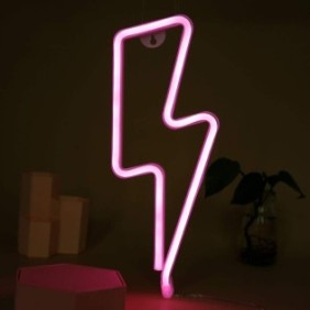 Neon a forma di insegna, PC, Rosa, 34x13x1,5 cm
