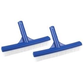 Set di 2 spazzole per la pulizia della piscina, Plastica, 2,5x4,7 cm, Bianco/Blu