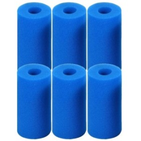 Set di 6 cartucce filtranti per piscina, Sunmostar, schiuma, 20 x 10 x 4 cm, blu