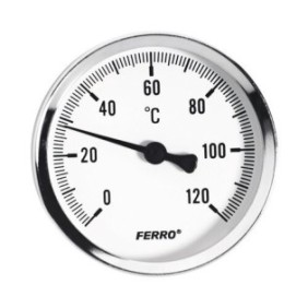 Termometro ferroassiale, 100 mm, 1/2", 0-120°C