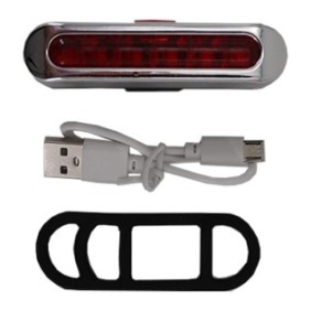 Luce posteriore per bicicletta, USB, SJ-2, Argento/Rosso