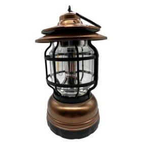 Lampada da campeggio portatile, Lanterna con gancio, Illuminazione LED, Intensità regolabile, Vision XXI, bronzo