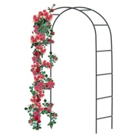 Gardlov Garden Arch, Pergolato ad arco per fiori, Per decorazione, Metallo, 140x38x240cm, Nero