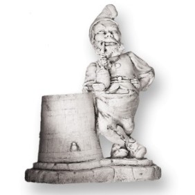Statua decorativa Nano Bavarese con botte, 20 kg 30/20/55 cm