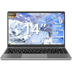 Laptop ultraportatile Aocwei A2 con processore Intel Celeron N4020 fino a 2,8 GHz, 14", FHD, IPS, 6GB DDR4, 128GB SSD, Intel UHD Graphics 600, Windows 11, Grigio