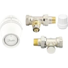 Set rubinetto termostatico Danfoss 015g5332 1/2", con testa termostatica, bianco, 2 pezzi