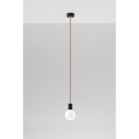 Lampada a sospensione Sollux Lighting, Edison E27, 60W, design Loft, nero/rosso