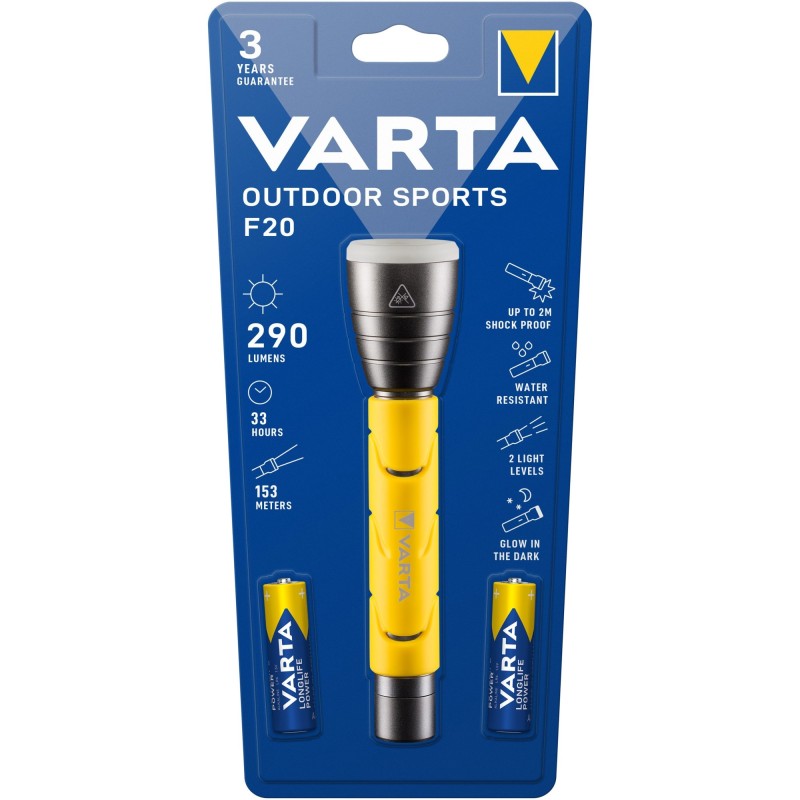 Torcia LED Varta Outdoor Sports, 5 W, 235 lm, 2AA, giallo