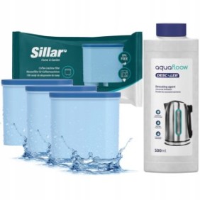 Kit manutenzione macchina caffè espresso, 3 filtri acqua Sillar Compatibili con Philips, soluzione decalcificante da 500 ml