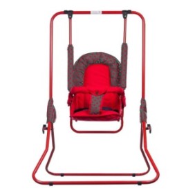Altalena per bambini, Top Kids, con schienale regolabile e barra rimovibile, Red Mini