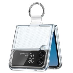 Custodia protettiva per telefono, Plastica, Per Samsung Galaxy Z Flip 4, Anti-vibrazione, Con supporto, Trasparente