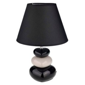 Lampada in ceramica con tre pietre sovrapposte, con paralume in plastica, 23x34 cm, bianco-nero