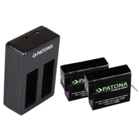Pacchetto caricatore doppio USB Patona, 2 batterie Patona Premium AHDBT-501 per GoPro Hero 5, 6, 7, 8 e Smardy Microfibra