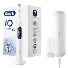 Spazzolino elettrico, Oral-B, iO9 White Alabaster, Microvibrazione, display OLED, Ricarica rapida, Bianco