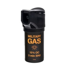 Spray paralizzante, TM Military Gas, 15% OC, 2% MC, effetto cono, 50 ml