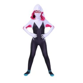 Costume da gioco di ruolo di Spider-Man Gwen e maschera rimovibile, poliestere, 130-140 cm, ragazza