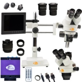 Set microscopio digitale/display/fotocamera/supporto/illuminatore LED, Rosfix, nero/viola