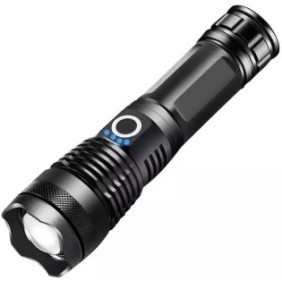 Torcia tattica a LED, MaxSell, 2000 lumen, 4 modalità di illuminazione, 16,6x4 cm, nera
