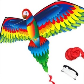 Aquilone pappagallo 3D, Tebnaild, 140 x 78 x 10 cm, Multicolore