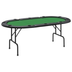 Tavolo da poker, Zakito Europe, Acciaio/Pelle, 206x106x75 cm, Nero/Verde