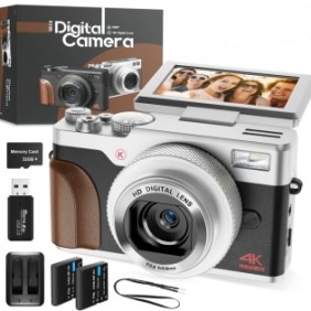 Fotocamera digitale NBD®, 4K, 48 MP, zoom digitale 16X, scheda SD da 3,0", 32 GB, argento