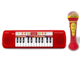 Mini sintetizzatore karaoke, Bontempi, 24 tasti, 41,8 x 19,5 x 6 cm, Rosso, 3+