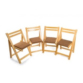 Set di 4 sedie pieghevoli con rivestimento naturale