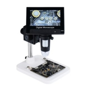 Microscopio digitale elettronico portatile con schermo LCD da 4,3 pollici, risoluzione 3,0 MP, messa a fuoco fino a 1000X, luce regolabile 8 LED, altezza regolabile, nero